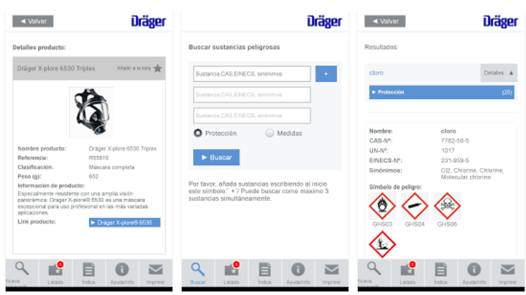 Captura pantalla Dräger Voice app.